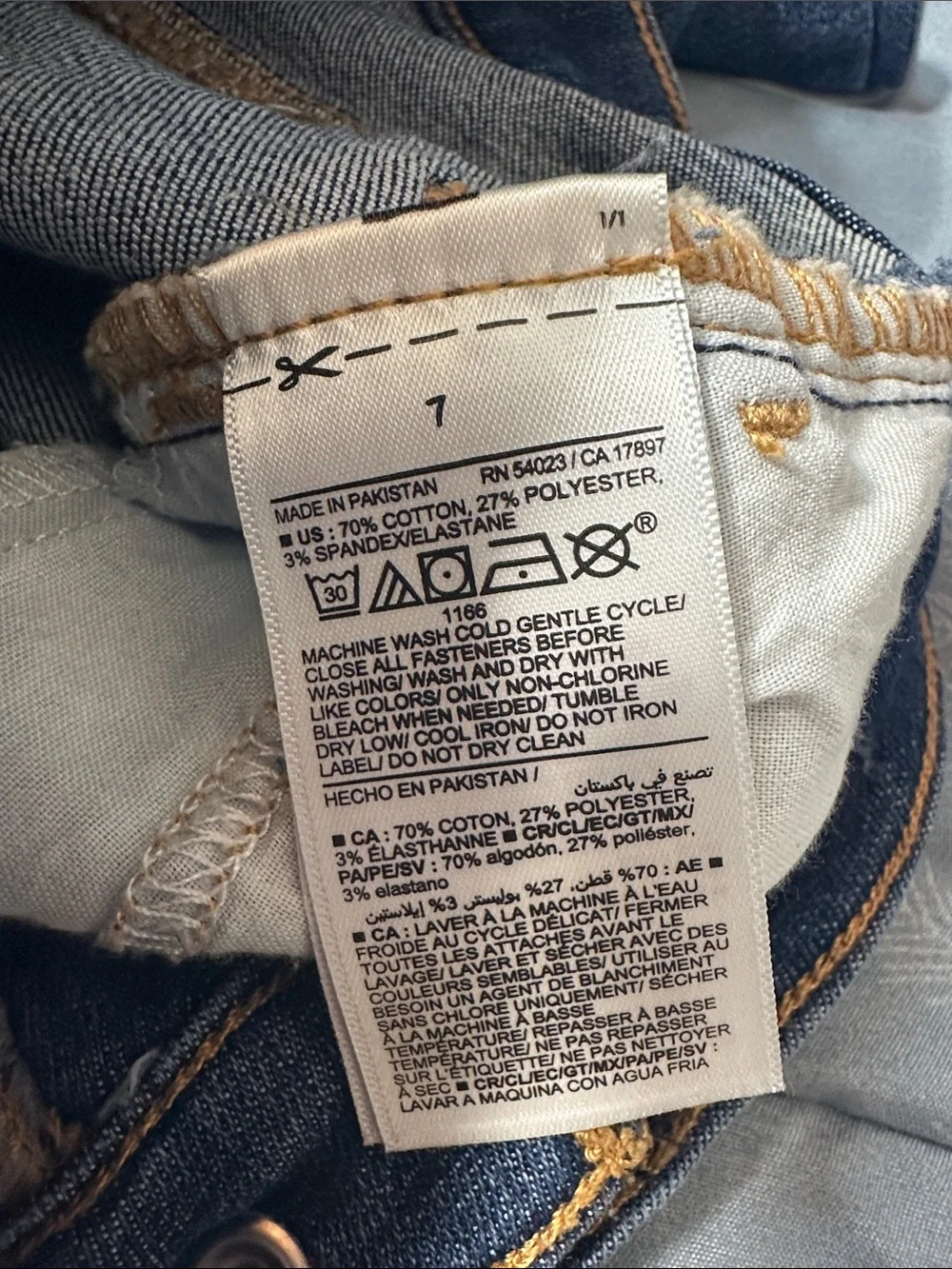 EUC Old Navy Dark Blue Distressed Girls Rockstar Jeggings Sz 7